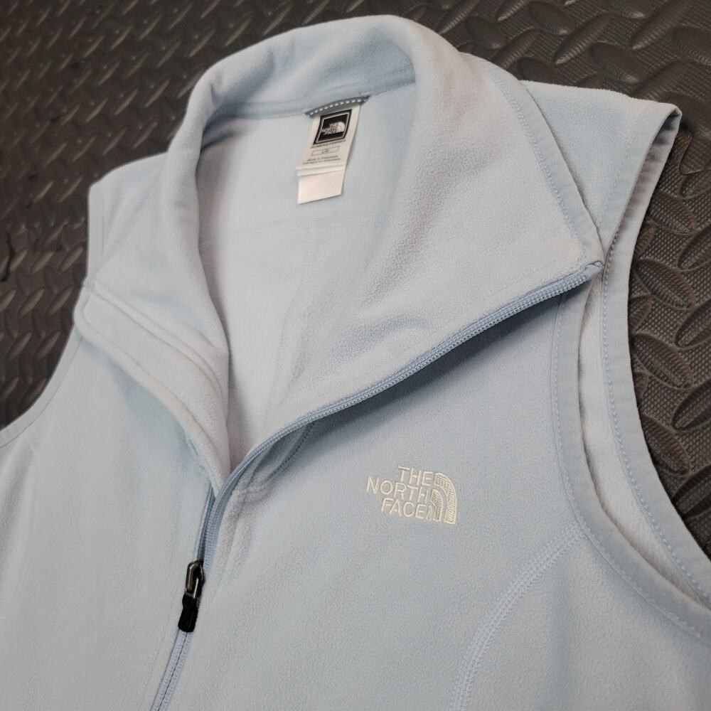 The North Face Womens TKA 100 Fleece Vest Large Blue Full Zip Lightweight